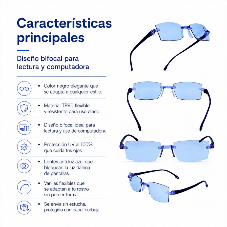 2x1 Lentes TR90 Bifocal Auto Graduables