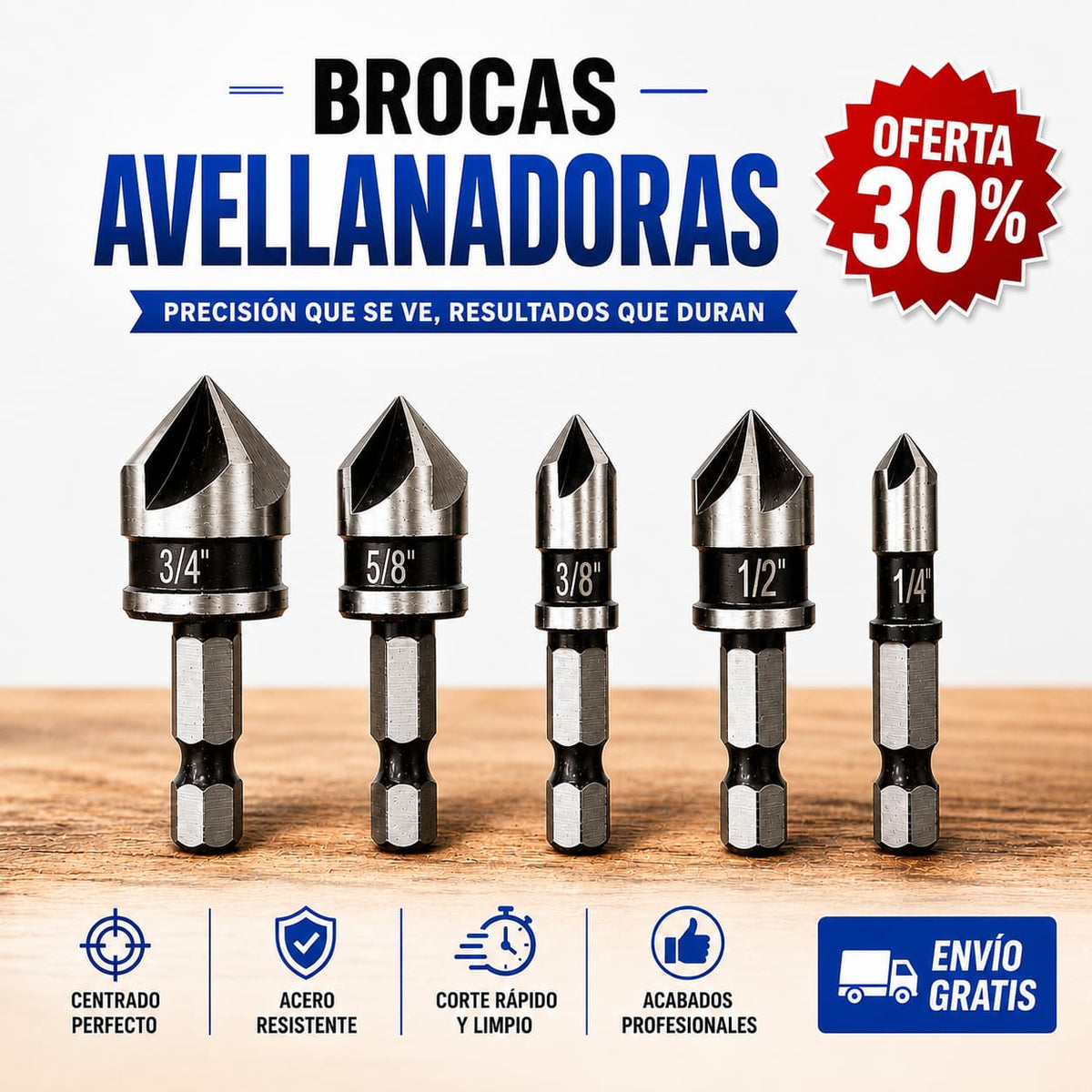 🔩 ProCut |Kit de Brocas Avellanadoras 5 piezas