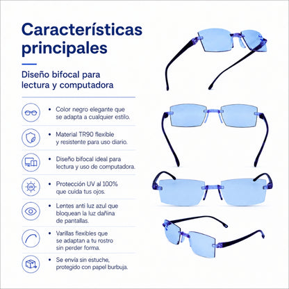2x1 Lentes TR90 Bifocal Auto Graduables