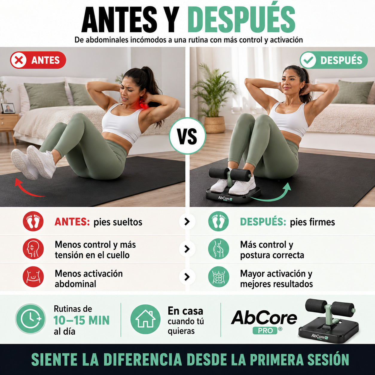 AbCore Pro® 💪 — Ejercitador Abdominal con Ventosa | Entrena en Casa | Sin Gym