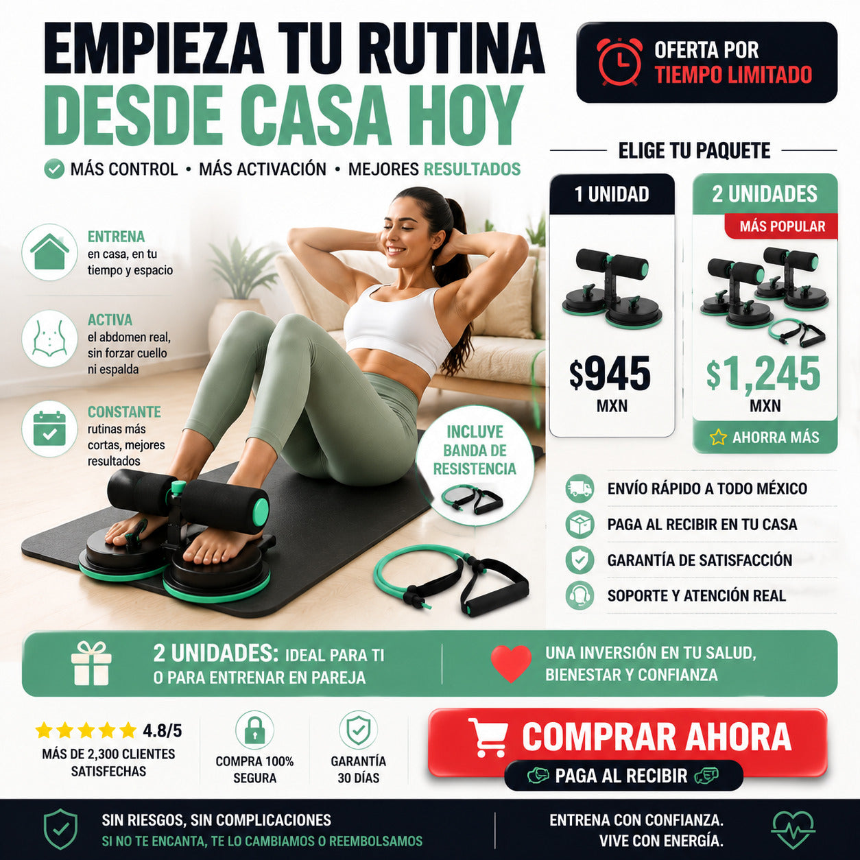 AbCore Pro® 💪 — Ejercitador Abdominal con Ventosa | Entrena en Casa | Sin Gym