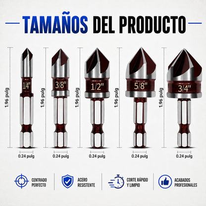 🔩 ProCut |Kit de Brocas Avellanadoras 5 piezas